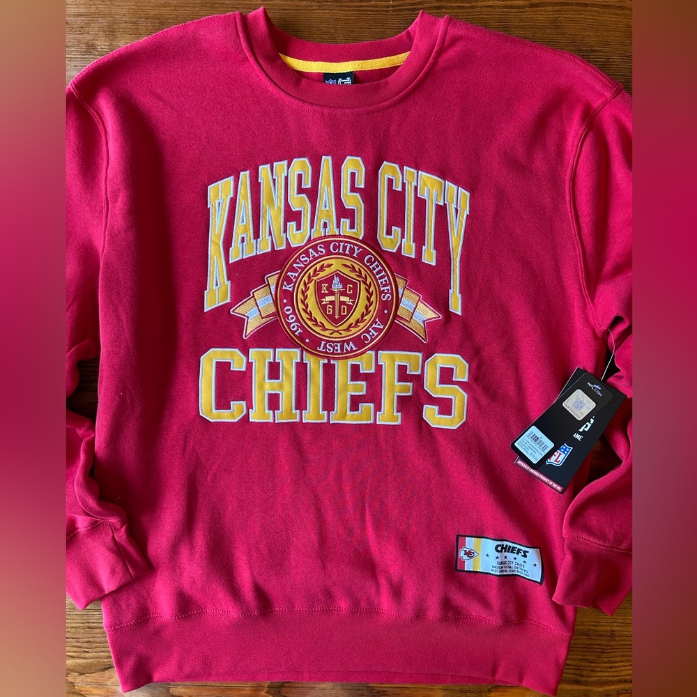 Kansas City KC Chiefs‎ Red Crew Sweatshirt Ultra Game Medium NWT